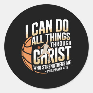Christian Sketll Player I Can Do All Things Classic Round Sticker