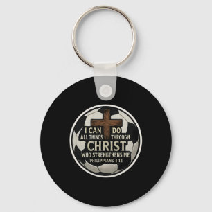 Christian Soccer Bible Verse Quote Philippians 413 Keychain