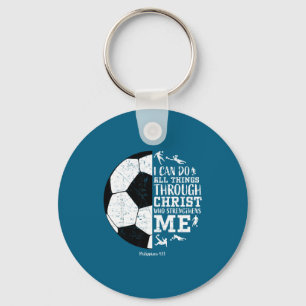 Christian Soccer Faith Bible Verse Scripture Desig Keychain