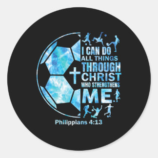 Christian Soccer Faith Religious Women Kids Christ Classic Round Sticker