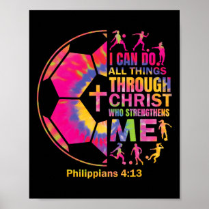 Christian Soccer T Shirt Girls Teen Kids Christ Re Poster