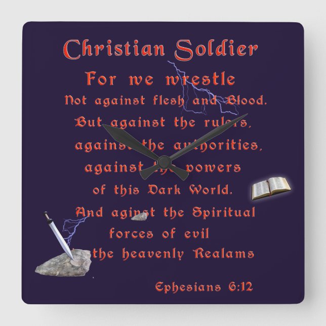 Christian Soldiers Square Wall Clock (Front)