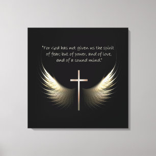 Christian Spirit and Cross 2 Timothy 1:7 Scripture Canvas Print