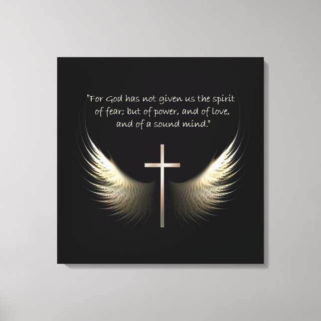 Christian Spirit and Cross 2 Timothy 1:7 Scripture Canvas Print (Front)