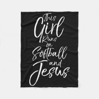 Christian Sport Gift This Girl Runs On Softll And  Fleece Blanket