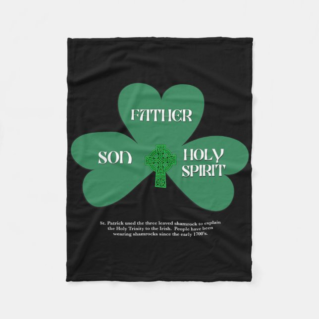 Christian St Patrick's Day Religious Trinity Clove Fleece Blanket (Front)