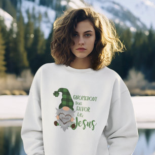 Christian St. Patrick's Gnome Cute Women's White Sweatshirt