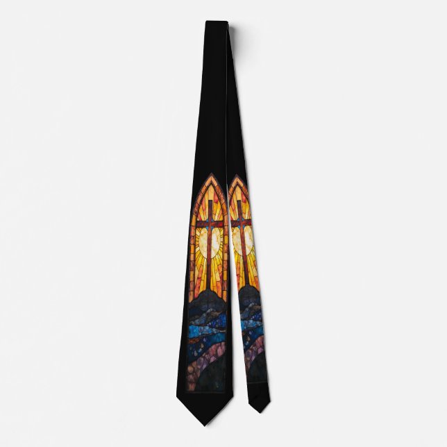 Christian Stained-Glass Cross Tie (Front)