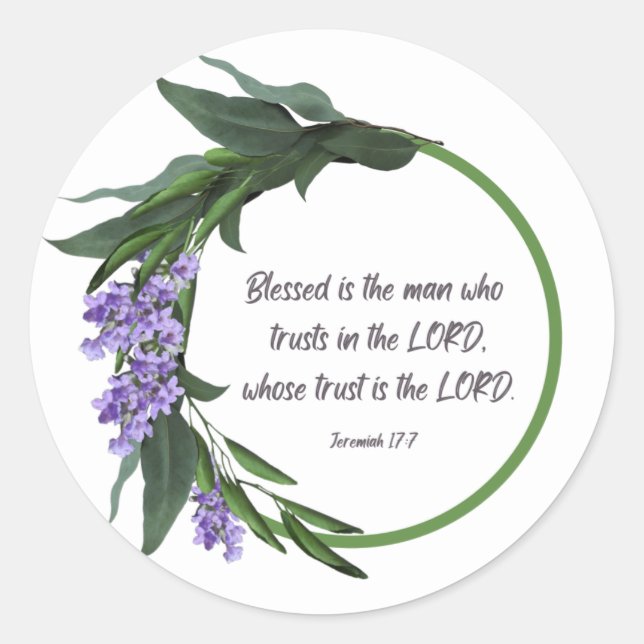 Christian Sticker Floral Design Jeremiah 17:7 (Front)