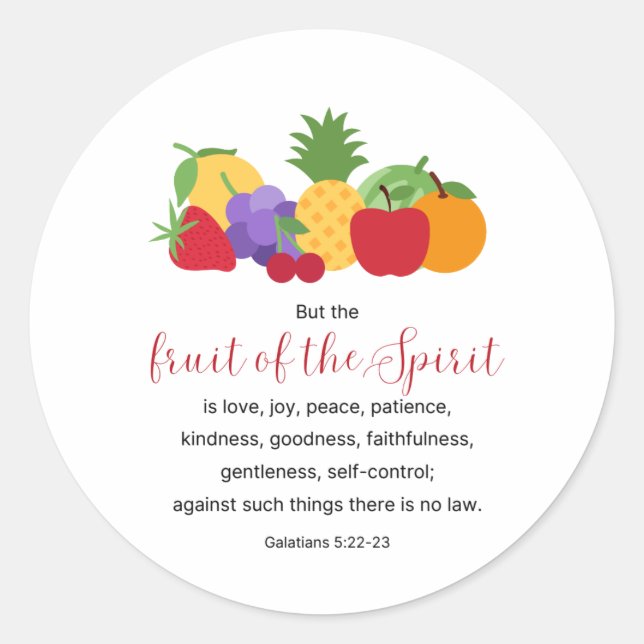 Christian Stickers Fruit of the Spirit Bible Verse (Front)