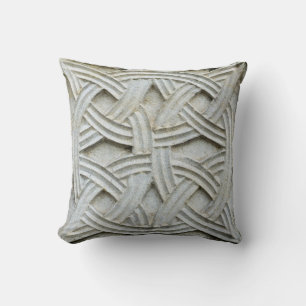 Christian Stone Carving Ancient Pattern Throw Pillow