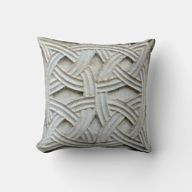 Christian Stone Carving Ancient Pattern Throw Pillow (Front)