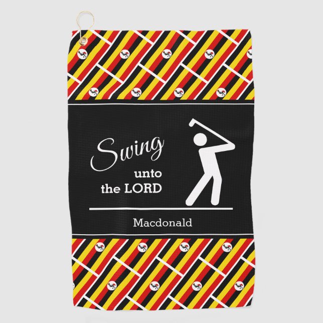 Christian Swing Unto The Lord Custom UGANDA  Golf Towel (Front)