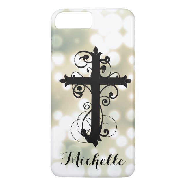 Christian Swirling Cross Personalized Case-Mate iPhone Case (Back)