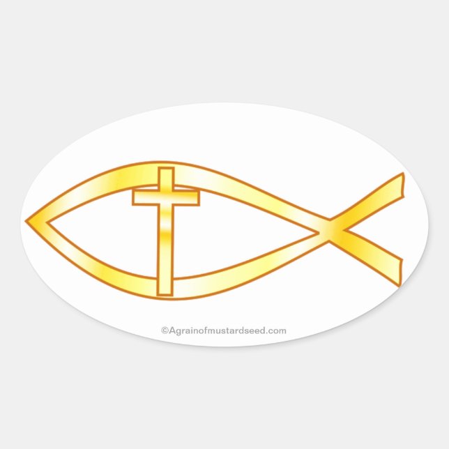 Christian Symbol Oval Sticker (Front)