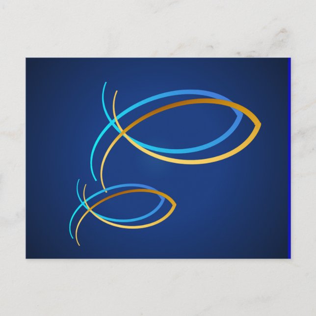 Christian Symbols-blue and gold Postcard (Front)