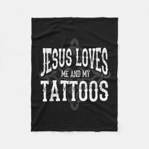 Christian Tattoo Artist Tatted Jesus Loves Me And  Fleece Blanket
