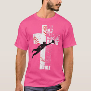 Christian Teen Boys Kids Baseball Religious Cross  T-Shirt