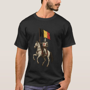 Christian Templar Knight with Belgium Flag - Catho T-Shirt