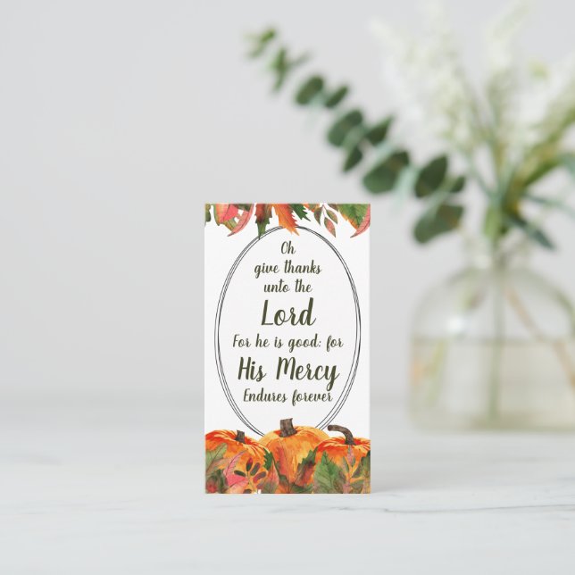 Christian Thanksgiving Prayer Oh Give Thanks Place Card (Standing Front)