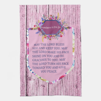 Christian The Blessing Pink Floral Bible Verse Kitchen Towel