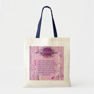 Christian The Blessing Pink Floral Bible Verse Tote Bag