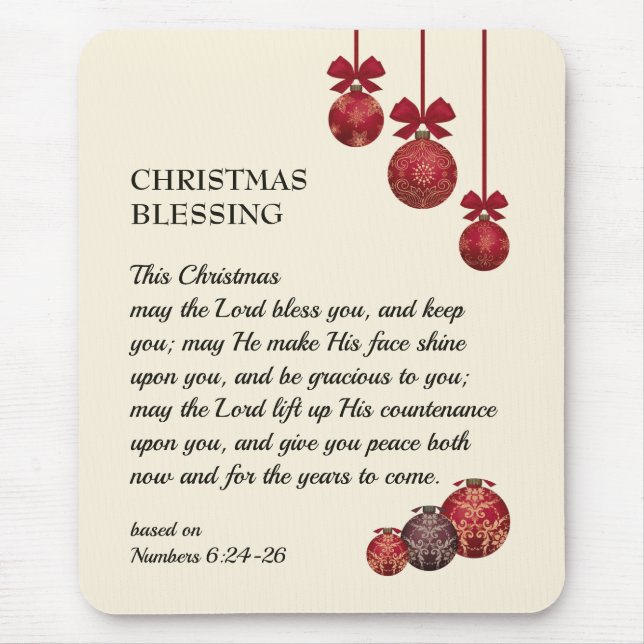 Christian | THE LORD BLESS YOU | Christmas Baubles Mouse Pad (Front)