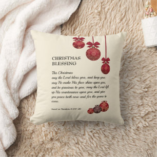 Christian   THE LORD BLESS YOU   Christmas Baubles Throw Pillow