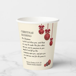 Christian THE LORD BLESS YOU Christmas Paper Cups