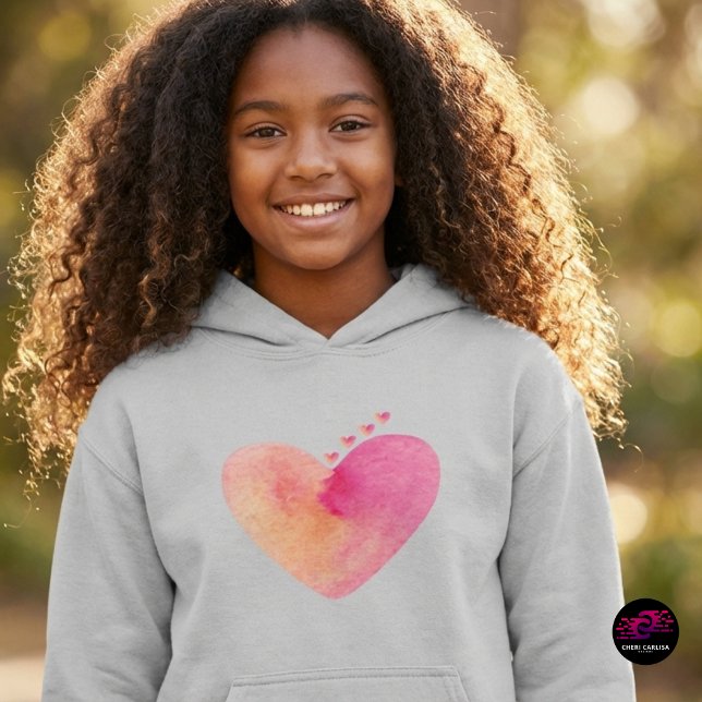 Christian Tic Tac Toe Joy God Hearts (Big heart energy! A colorful watercolor heart brings bright, happy vibes to this cozy hoodie.)