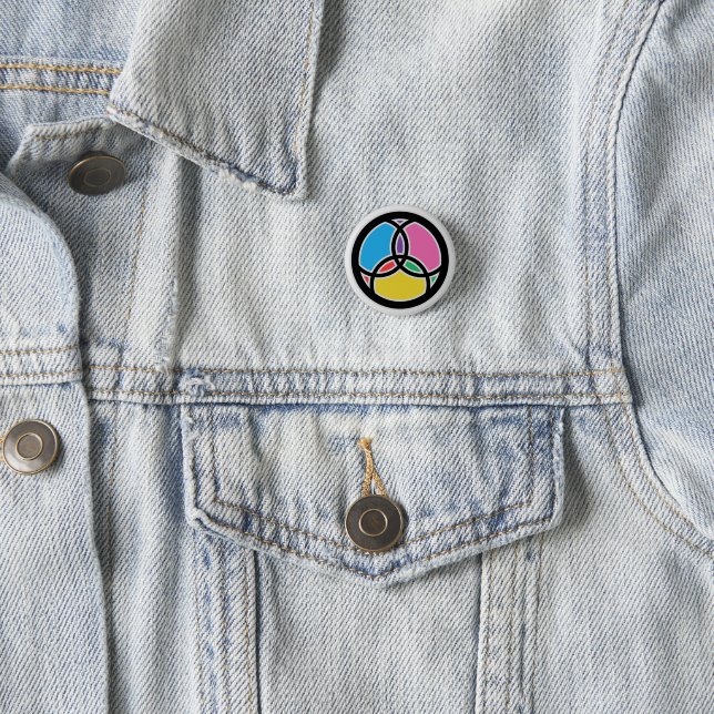 Christian Trinity & Jesus Fish Symbol 1 Inch Round Button (In Situ)