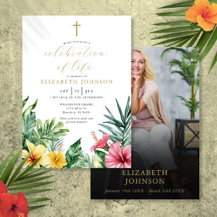 Christian Tropical Celebration Of Life Photo Invitation