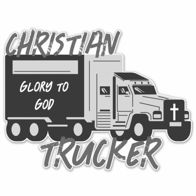 Christian Trucker Glory To God Grunge Cross Decal (Front)