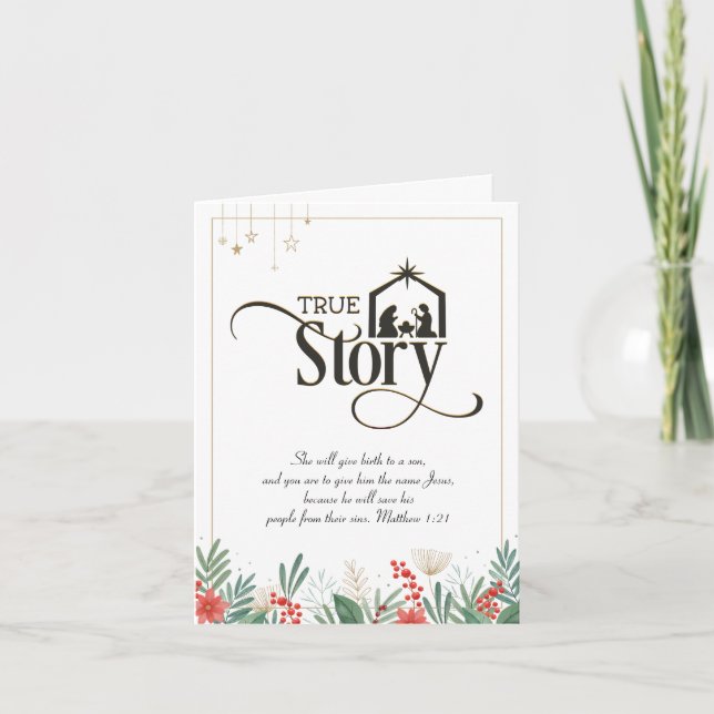 Christian True Story Christmas Bible Verse Holiday (Front)
