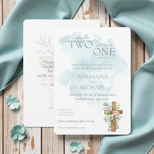Christian Two Become One Watercolor Invitation