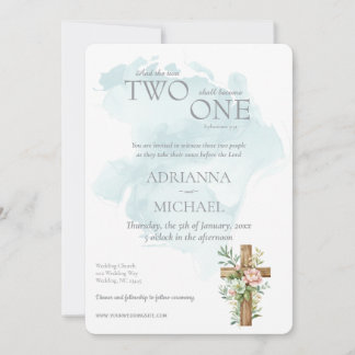 Christian Two Become One Watercolor Invitation