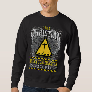 Christian Under Construction Angel Wings Retro Cat Sweatshirt