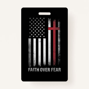 Christian US USA Flag American Christ Faith Over F Badge
