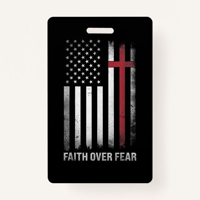 Christian US USA Flag American Christ Faith Over F Badge (Front)