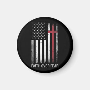 Christian US USA Flag American Christ Faith Over F Magnet