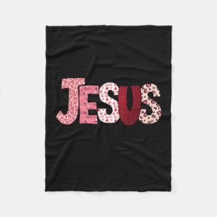 Christian Valentine Day Jesus Religious Valentine  Fleece Blanket