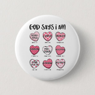 Christian Valentine God Says Bible Verses Hearts F 2 Inch Round Button