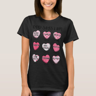 Christian Valentine God Says Bible Verses Hearts F T-Shirt