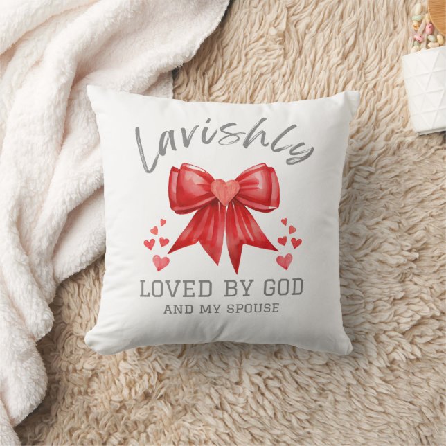 Christian Valentine LAVISHLY LOVED Coquette Bow Throw Pillow (Blanket)