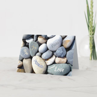 Christian Values Joy Hope Peace Faith Love Pebbles Holiday Card
