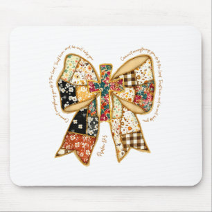 Christian Verse Bible Jesus Coquette Bow Patchwork Mouse Pad