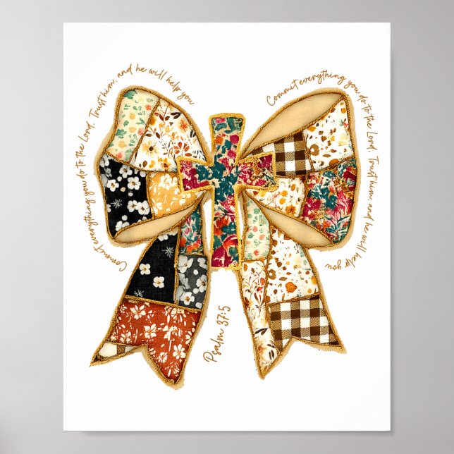 Christian Verse Bible Jesus Coquette Bow Patchwork Poster (Front)