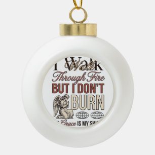 Christian Walk Through Fire Vintage Ceramic Ball Christmas Ornament