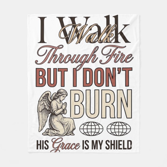Christian Walk Through Fire Vintage Fleece Blanket (Front)
