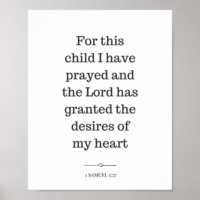 Christian wall art, 1 Samuel 1:27, bible verse Poster (Front)